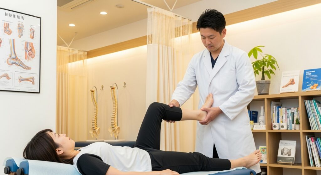 足首施術の様子