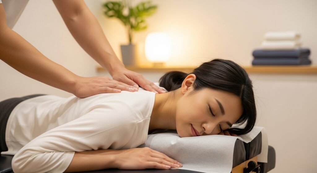 整体を受ける女性