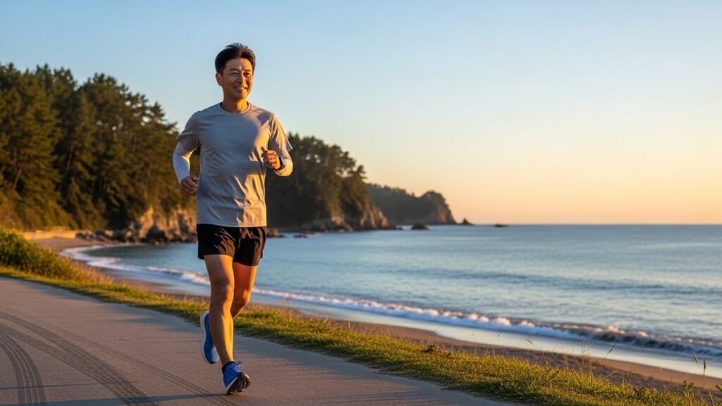 気持ちよく走る男性