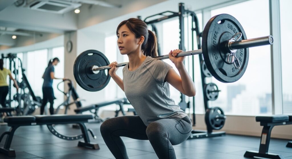 スクワットをする女性