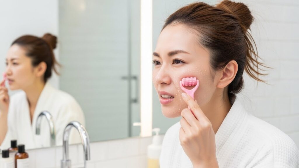 ローラーの顔マッサージ